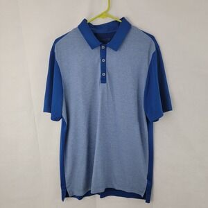 ADIDAS Mens Polo Shirt Sz LARGE? Climachill BLUE Striped Vented Golf Preppy